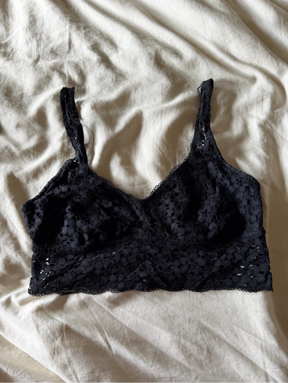 Aerie Black Floral Bralette Size M